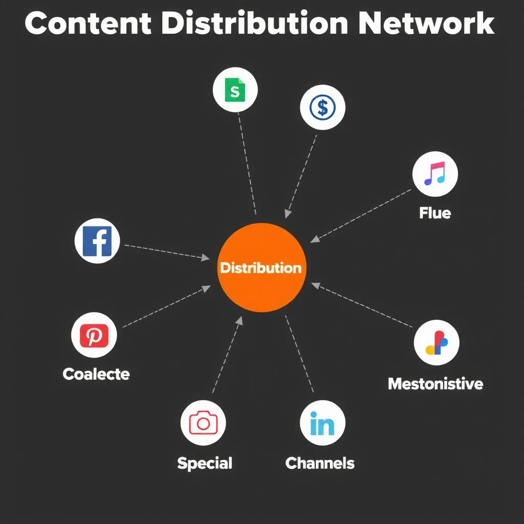 Content distribution strategy diagram with multiple channels